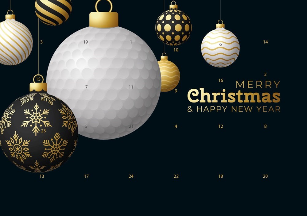 A5-Schoko-Adventskalender mit Werbeeindruck - Sportliche Weihnachten - Golf